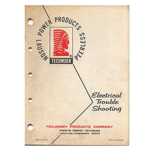 Original Tecumseh Electrical Trouble Shooting - 693505-1987 (Vintage Collectible)