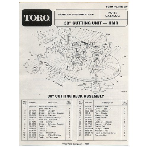 Original Toro 38&acirc;�� Cutting Unit - HMR - Model No. 55650-9000001 & Up - Parts Catalog - 3313-899