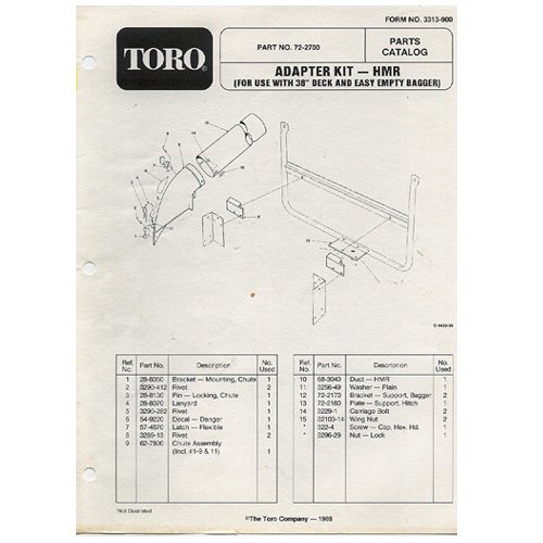 Original Toro Adapter Kit - HMR - Part No. 72-2700 - Parts Catalog - 3313-900 (1989)