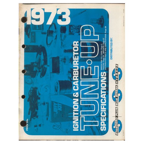 Original 1973 Standard Motor Ignition & Carburetor Tune-Up Specifications Chart - Form No. AF 640-13