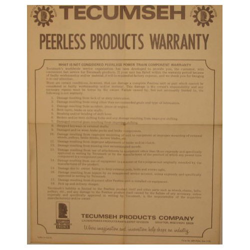 Original 1975 Tecumseh Promotional Service Chart Form No. 691759A Rev 7/75 (Vintage Collectible)