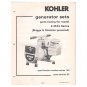 Original 1983 Kohler Generator Sets Parts List Model 2.25 XL Series No. TP-5032 (Collectible)