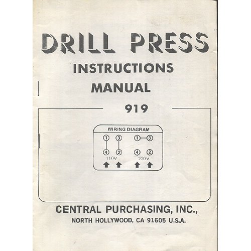 Original 1983 Harbor Freight Salvage Co. Drill Press Instructions Model 919 (Vintage Collectible)