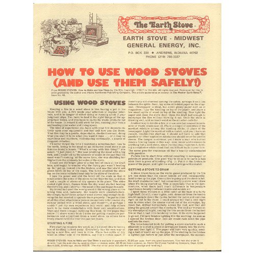 Original 1976 The Earth Stove How To Use Wood Stoves (And Use Them