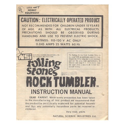 Original 1979 Rolling Stones Rock Tumbler Instruction Manual (Vintage