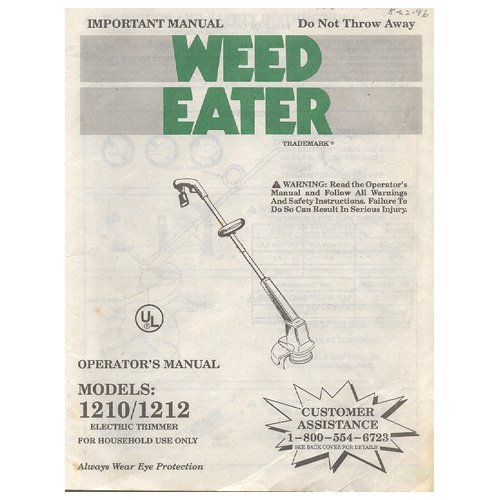 Original 1993 Weed Eater Operator&acirc;��s Manual Models: 1210 / 1212 Form No. 530-081429 (Vintage)