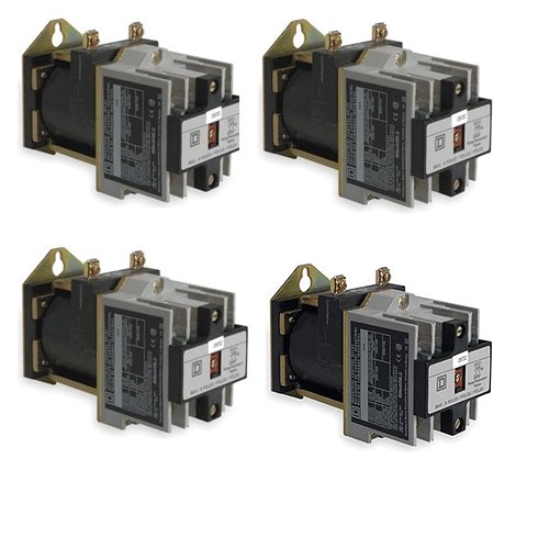 Contractors Bulk Lot Bundle (4) Industrial DC Control Relays 10 Amp Type X Square D No. 8501XDO40V53