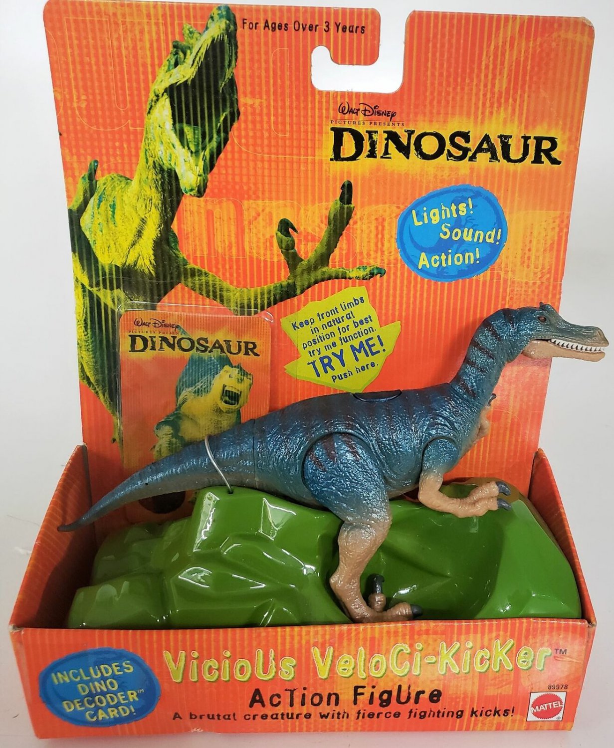 Disney's Dinosaur VicioUs VeloCi-Kicker Action Figure w/ Lights Sounds ...