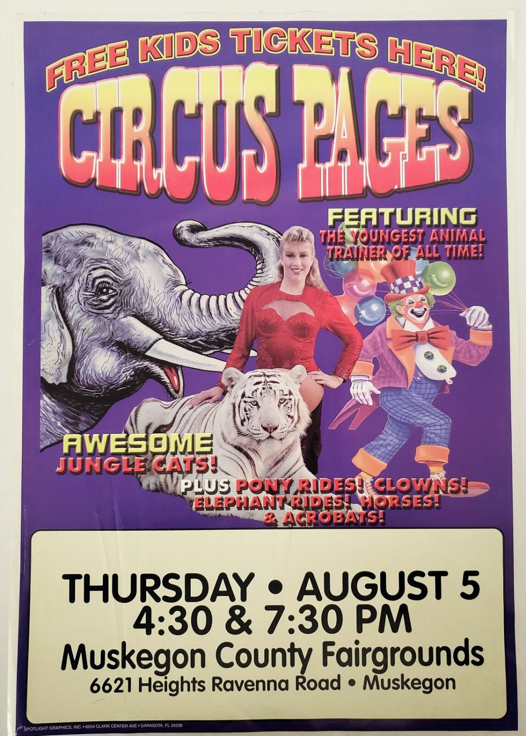 Original Vintage Retro Circus Poster - Circus Pages Feat. Youngest Animal Traine