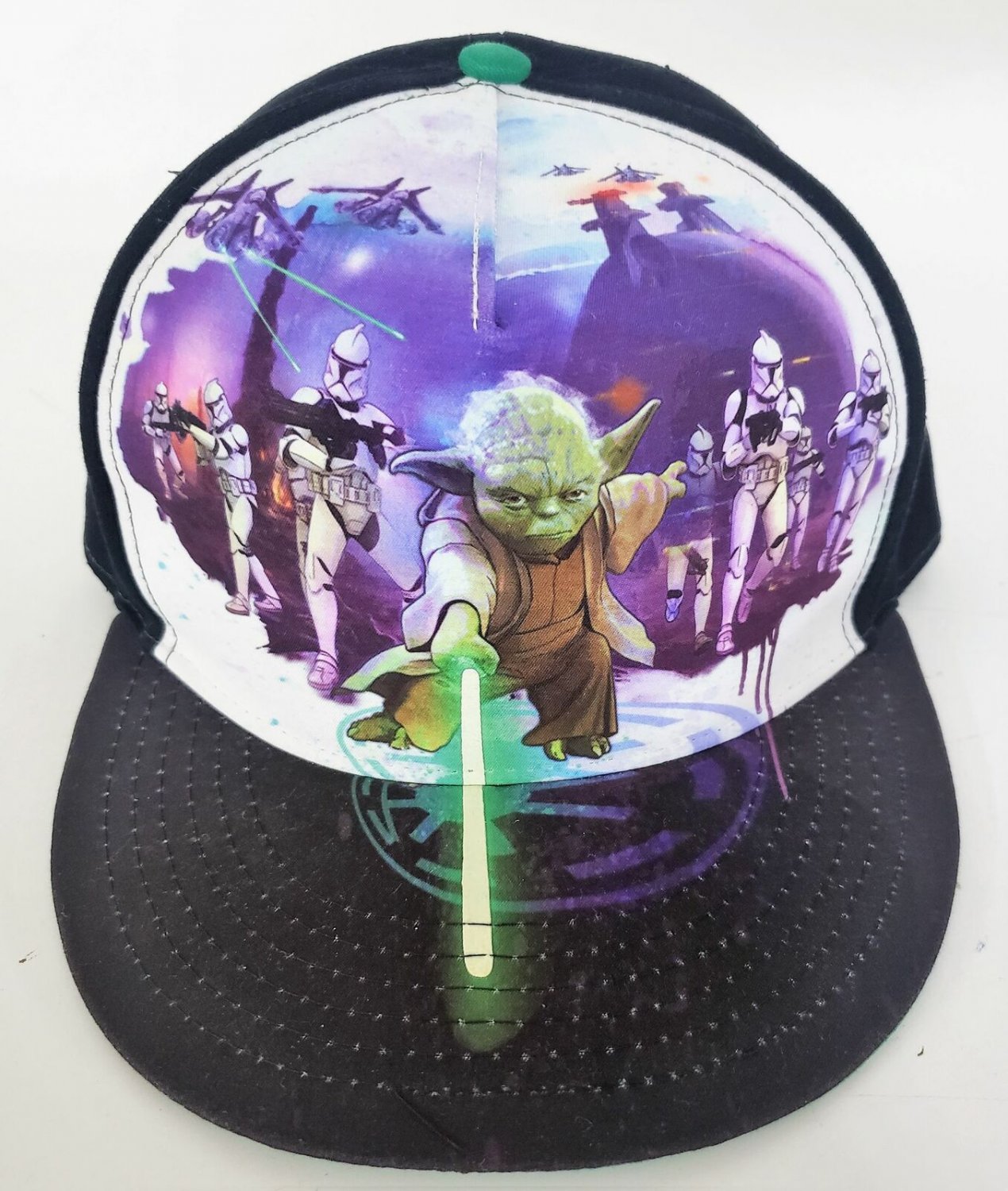 Star Wars Yoda GITD Light Saber Adjustable Adult Baseball Cap Hat Snapback Flat