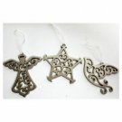 Living Quarters Pewter Ornaments Set of 3 Scroll Design Angel Star Dove Living Quarters Pewter Ornaments Set of 3 Scroll Design Angel Star Dove
