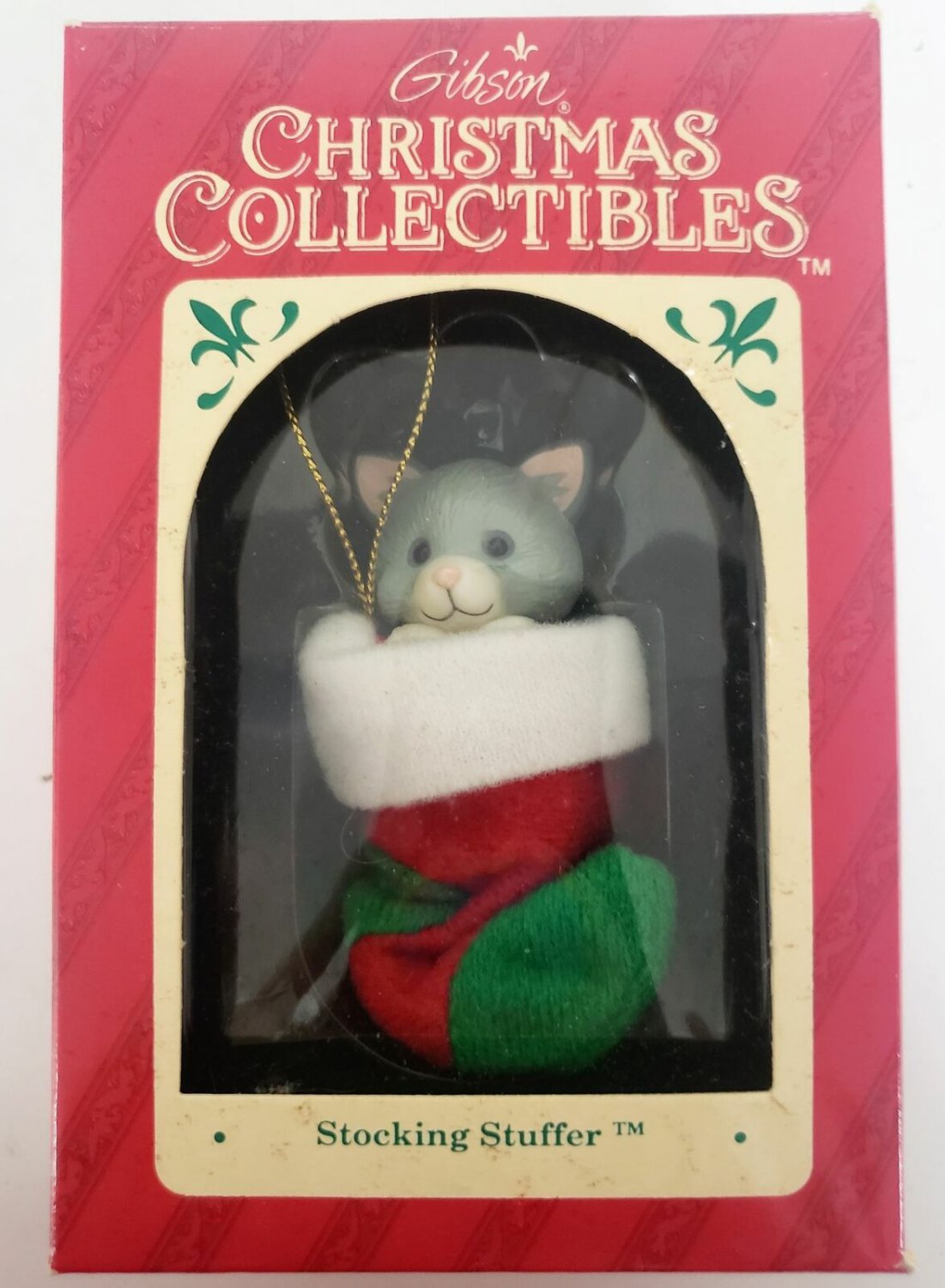 Gibson Christmas Collectibles Stocking Stuffer - Grey Kitten In Christmas Stock