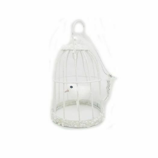 Macys Holiday Lane White Bird in Sequined Birdhouse Ornament