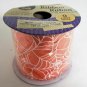 Halloween Spider Web Ribbon Orange/White Wire-edged 2.5" x 9'