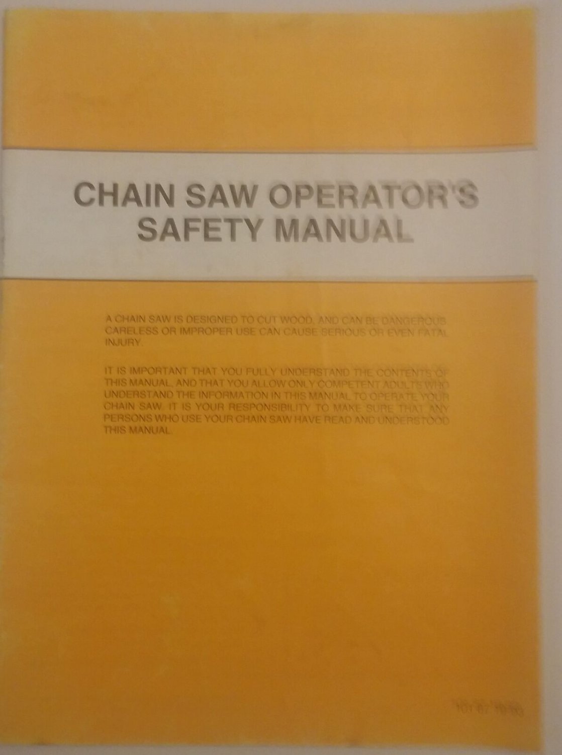 Chain Saw Operator's Safety Manual No. 101 87 19-93