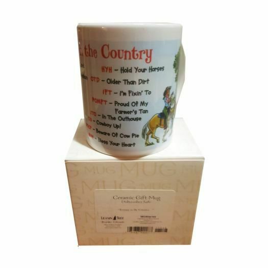 Leanin Tree Ceramic 12oz Coffee Mug Redneck Hillbilly Texting In The Country...
