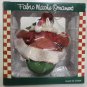 Vintage Design Fabric Mache Roly Poly Ornament Old World Santa w/ Gifts 5.5 Inch