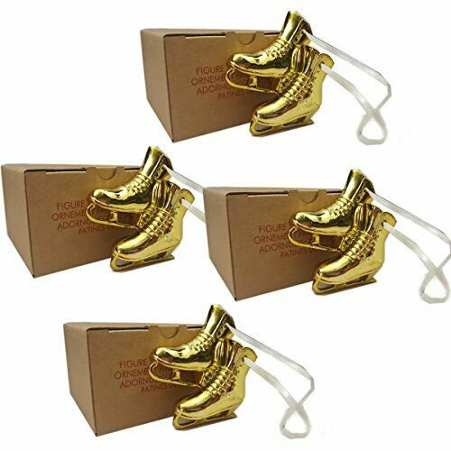 Avon 2015 Goldtone Figure Skates Ice Skating Ornament Set of 4