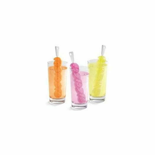 Wilton Party Fruit Ice Cube Tray Silicone Mold 3 Swizzel Sticks Kebob