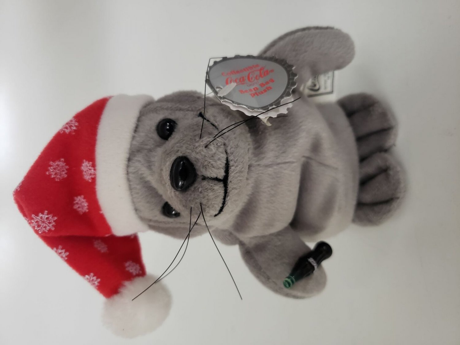 1997 Collectible Coca-Cola Brand Bean Bag Plush - Walrus In Snowflake Santa Hat