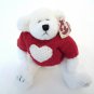 TY Attic Treasures Beanie Baby - Nicholas White Bear Red Sweater White Heart