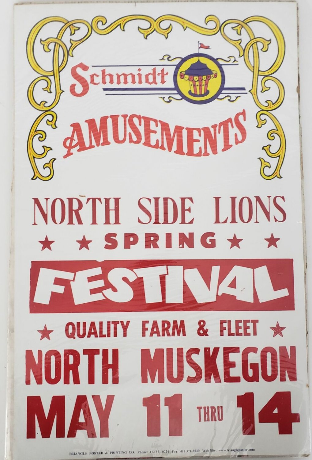 Original Retro Circus Poster - Schmidt Amusements North Side Lions Spring Festiv