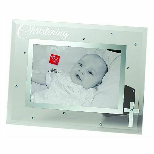 Russ Berrie Small Blessings Christening Glass Photo Frame, Blue