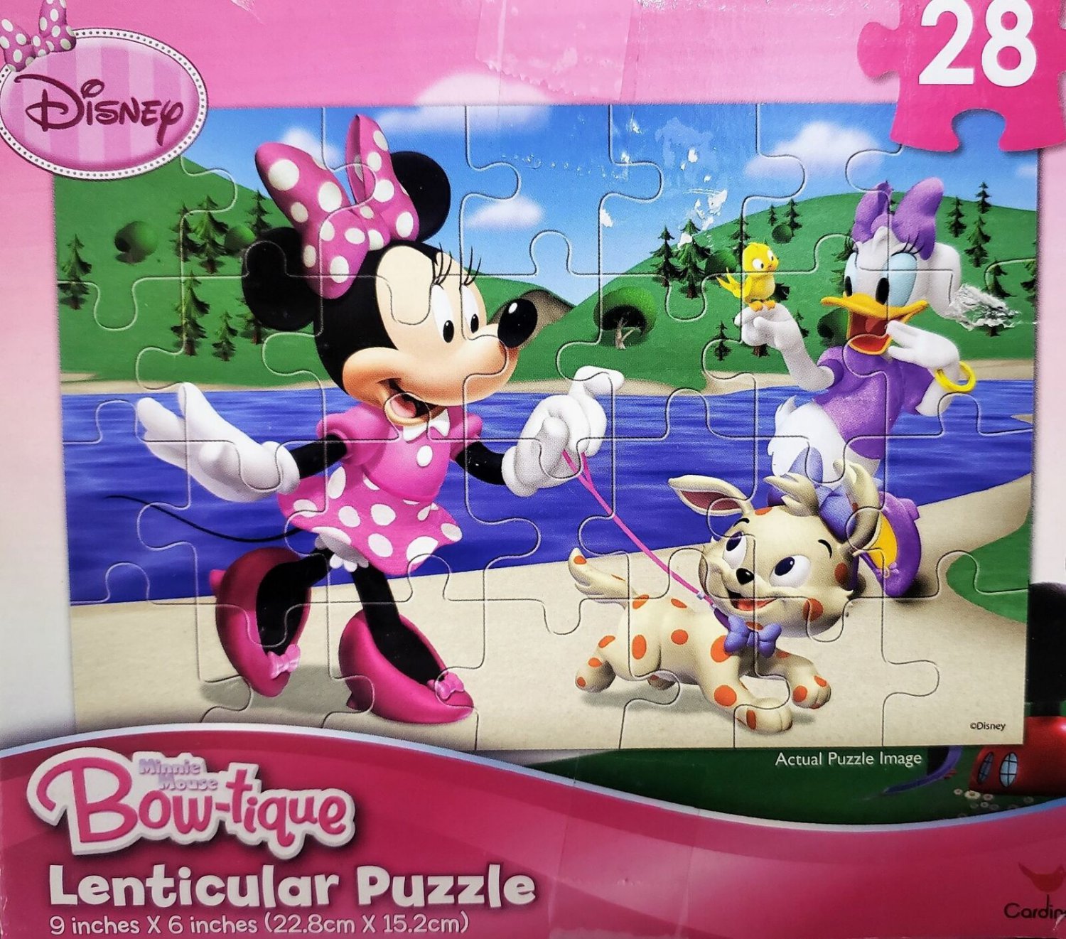 Disney Bowtique 28 Piece Lenticular Puzzle - Minnie & Daisy At Lake w/ Animal F