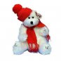 Ty Attic Treasures Beanie Baby - Peppermint White Bear Red Knit Hat Scarf
