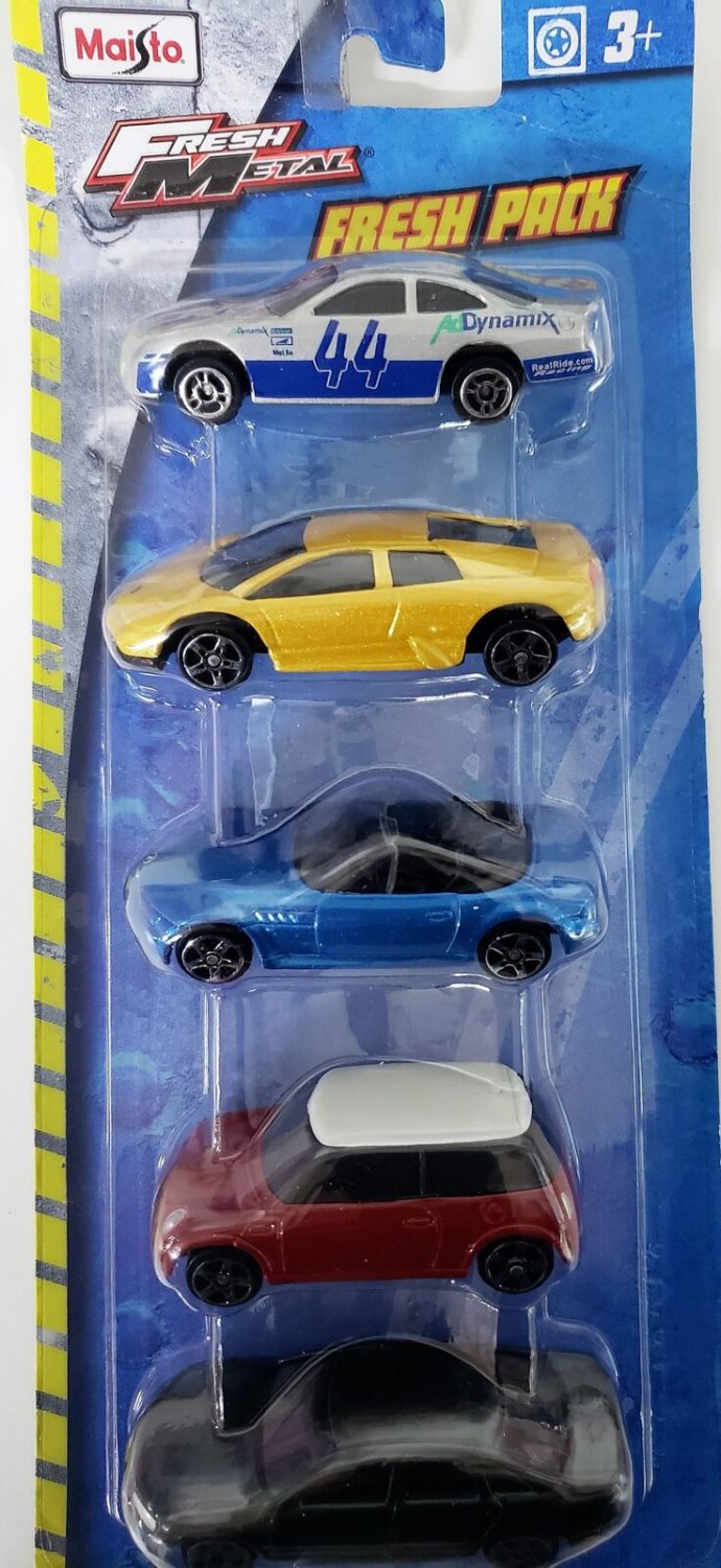 2016 Maisto Fresh Metal  Fresh 5 Pack 1:64 Scale Diecast Cars Includes Red Mini