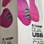 Vivitar FB-DC-2A Dual USB Universal Car Power Adapter 2.1 Amp Pink