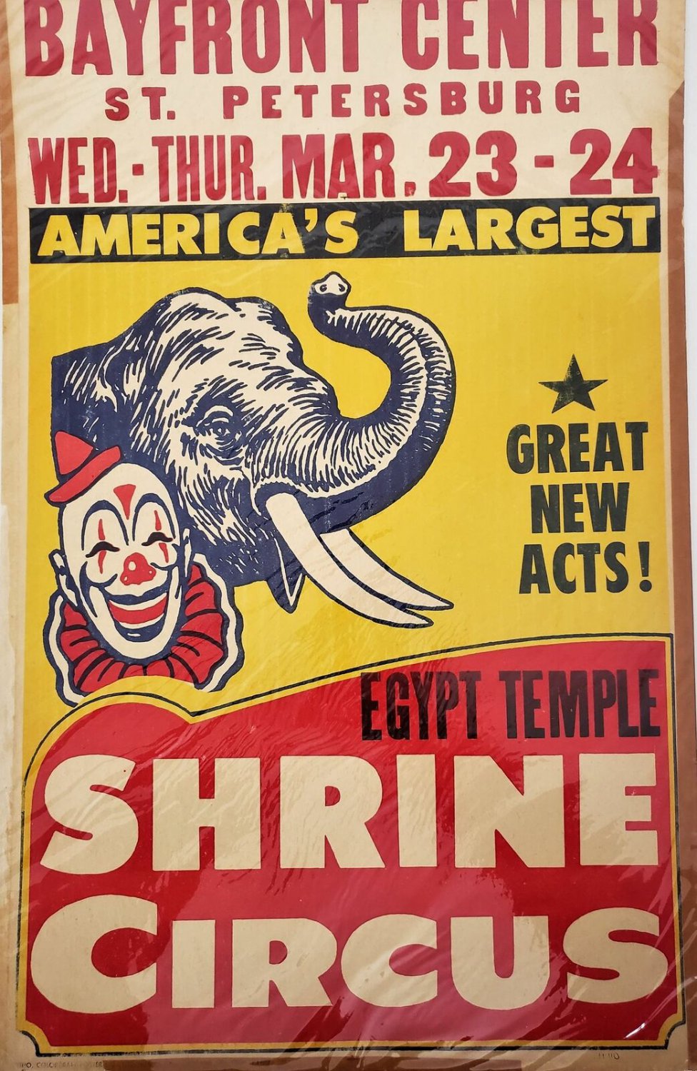 Original Vintage Retro Circus Poster - Bayfront Center St. Petersburg Egypt Temp