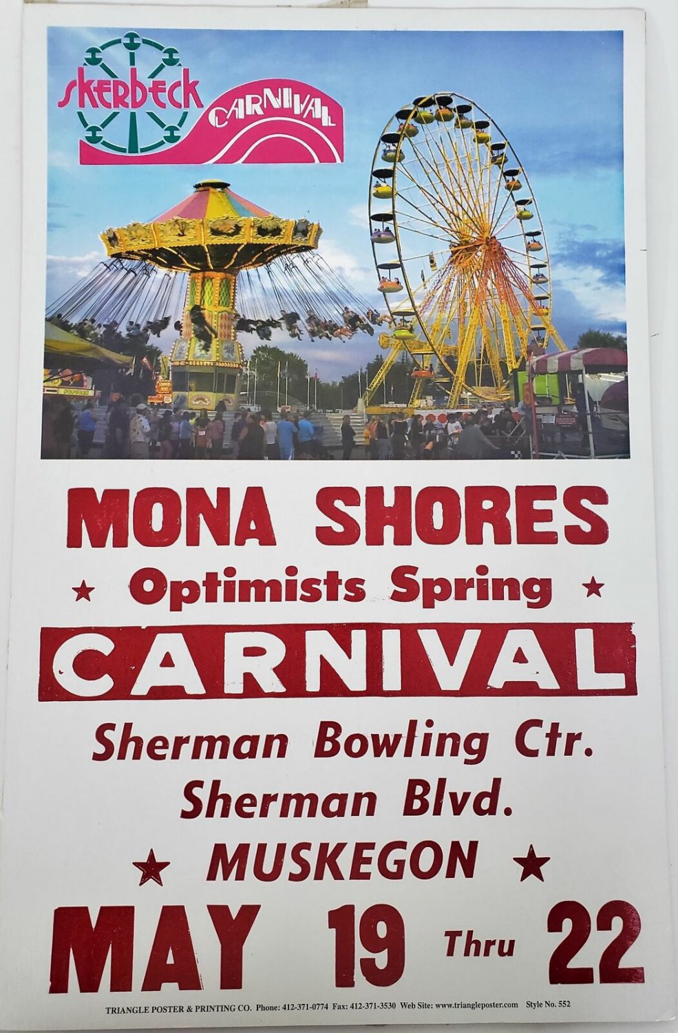 Original Retro Circus Poster - Skerbeck Carnival Mona Shores Optimists Springs M