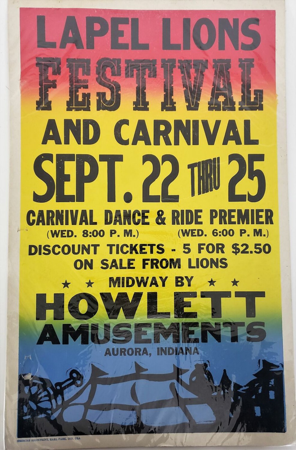 Original Vintage Retro Circus Poster - Lapel Lions Festival & Carnival Howlett A