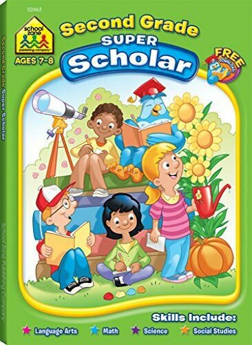 School Zone - Second Grade Super Scholar Workbook - 128 Pages, Ages 7 to 8, 2nd