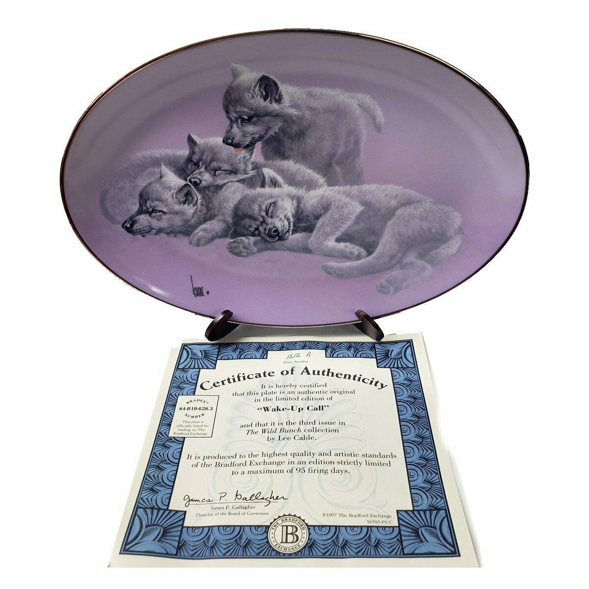 Wolf Plate "Wake-Up Call" from The Wild Bunch Collection by Lee Cable 1997 #565