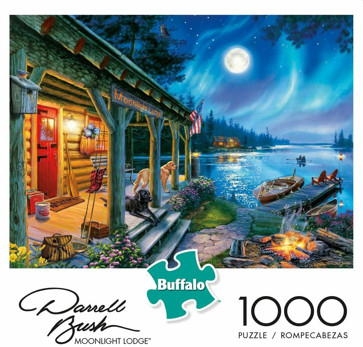 Buffalo Games Darrell Bush Moonlight Lodge 1000 Piece Jigsaw Puzzle