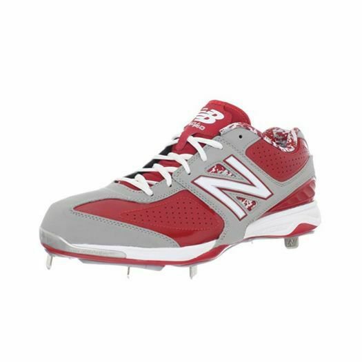 New Balance Men's MB4040 Metal Low-Cut Cleat Grey/Red Size 16