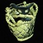 Black Enamel Kitty Trembler in a Woven Basket        BRO2053