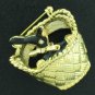 Black Enamel Kitty Trembler in a Woven Basket BRO2053