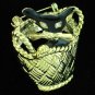 Black Enamel Kitty Trembler in a Woven Basket BRO2053