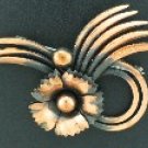 Swirl and Flower Copper Brooch BRO2074