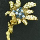 Two Tone Blue and AB Rhinestone Lily Brooch BRO2077