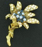 Two Tone Blue and AB Rhinestone Lily Brooch BRO2077