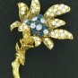 Two Tone Blue and AB Rhinestone Lily Brooch BRO2077
