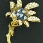Two Tone Blue and AB Rhinestone Lily Brooch BRO2077