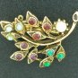 Antiqued Gold Tone Multi Colored Leaf Brooch BRO2100
