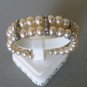 Faux Pearl and Channel Set Rhinestone Memory Bracelet BRA2003