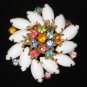 Milk Glass Marquis and Multi Colored Stone Swirl Brooch  BRO2011