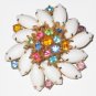 Milk Glass Marquis and Multi Colored Stone Swirl Brooch BRO2011